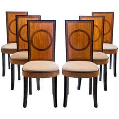Axel-Einar Hjorth: A Rare Set of 6 Rosewood, Satinwood and Birch Ceylon Chairs