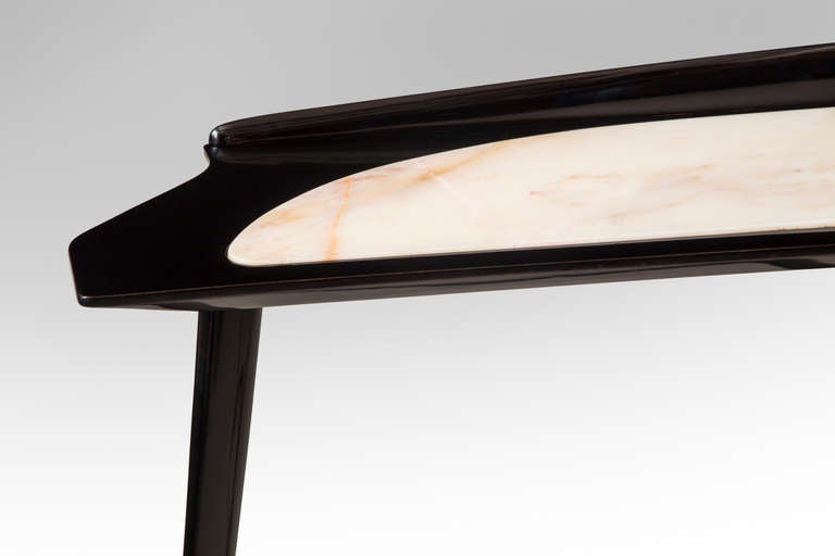 Mid-20th Century Carlo Enrico Rava: An Italian Ebonzied and Marble Console Table