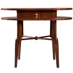 A Rare Walnut and Mother of Pearl Side Table Attributed to Oskar Wlach
