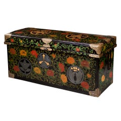 An Extraordinary Large Japanese Gilt Copper and Lacquer Nagamochi Trunk