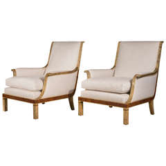 Isidor Horlin: A Pair of Swedish Grace Period Birch and Palisander Armchairs