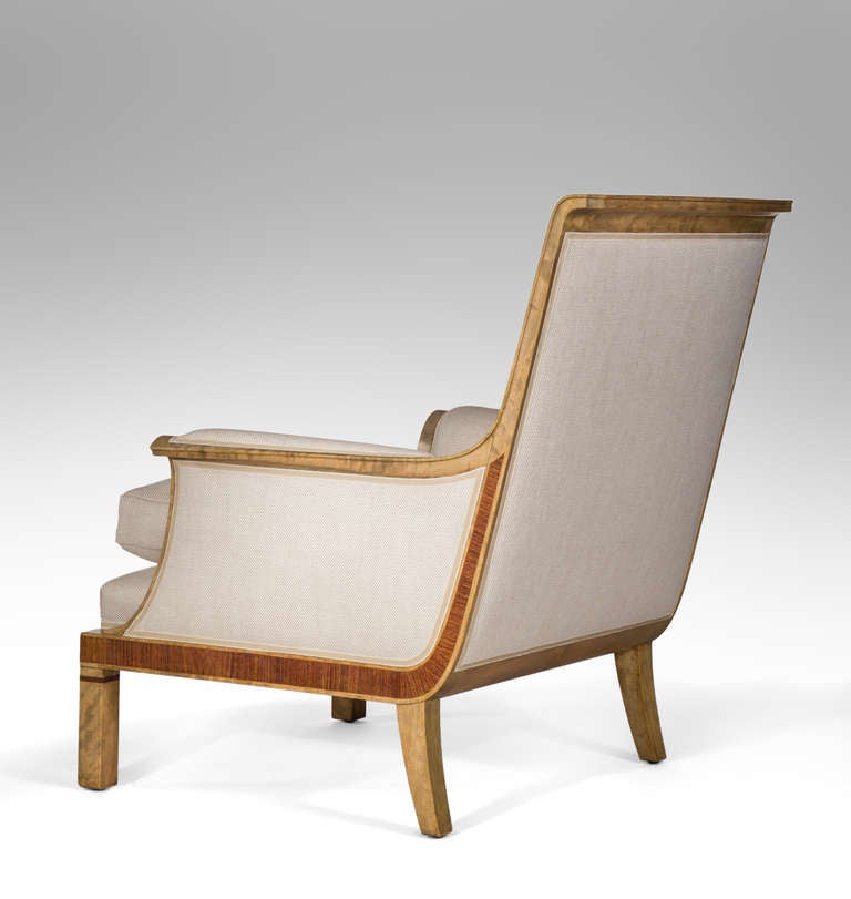 Suédois Paire de fauteuils suédois en bouleau et palissandre de la période Grace d'Isidor Horlin