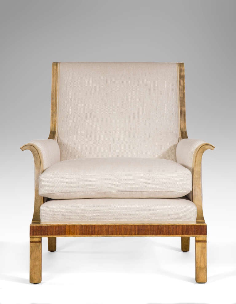 Art déco Paire de fauteuils suédois en bouleau et palissandre de la période Grace d'Isidor Horlin