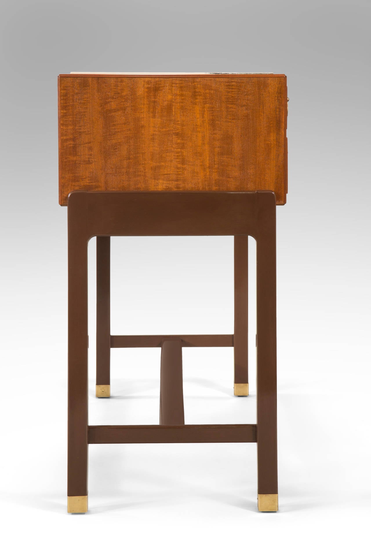 Modern Ernst Kuhn for Normina: An Exceptional Marble, Lacquer and Mahogany Cabinet