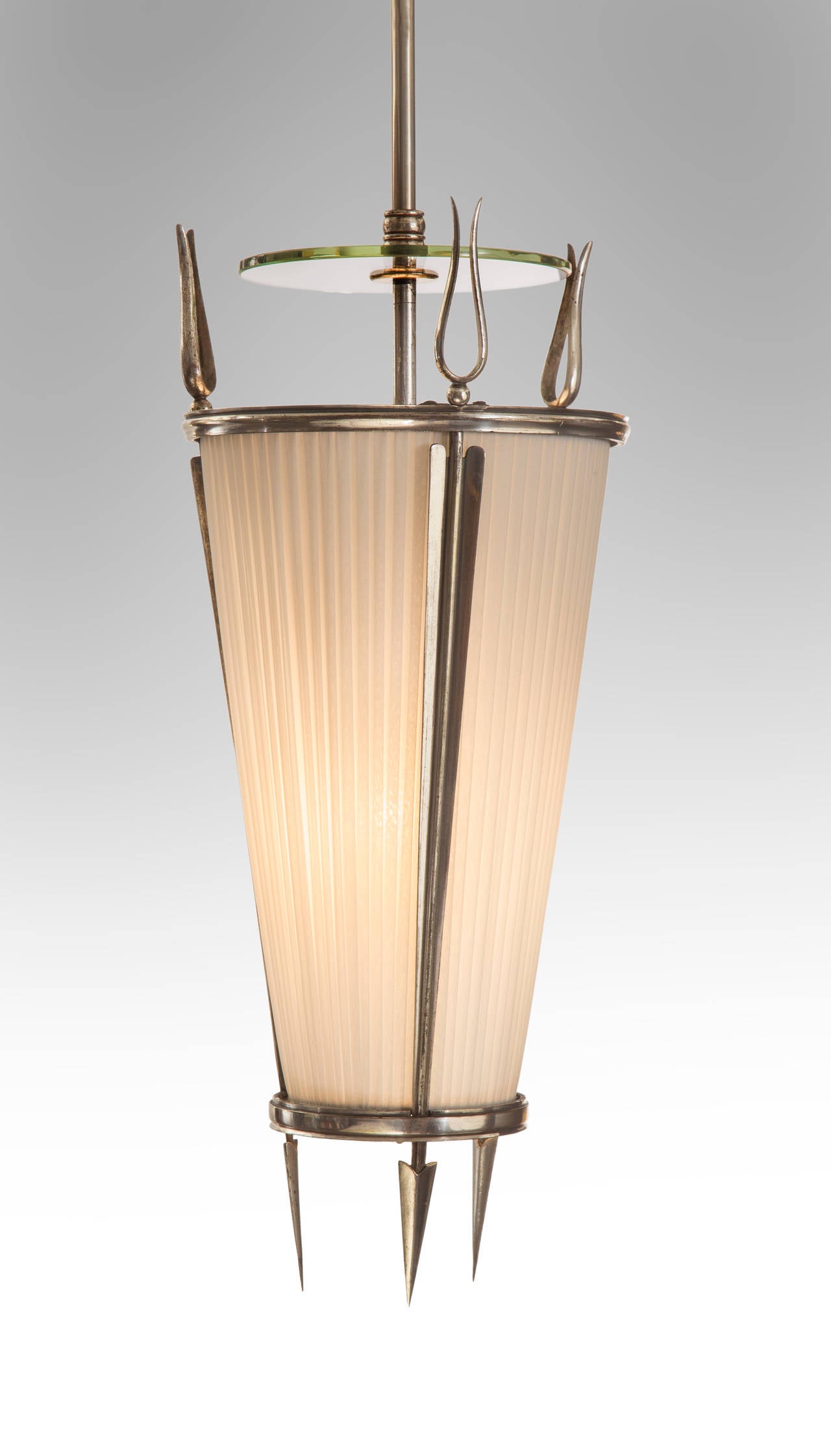 Modern Paolo Buffa for Donzelli, a Pair of Silvered Bronze Lanterns