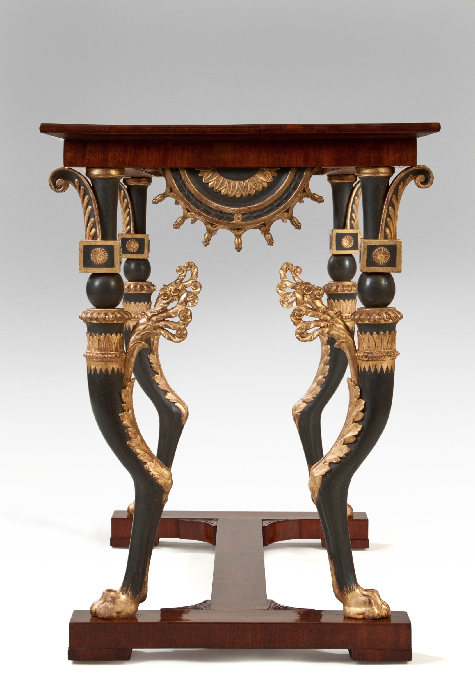 A Russian Neoclassical Parcel-Gilt Mahogany Center / Console Table For Sale