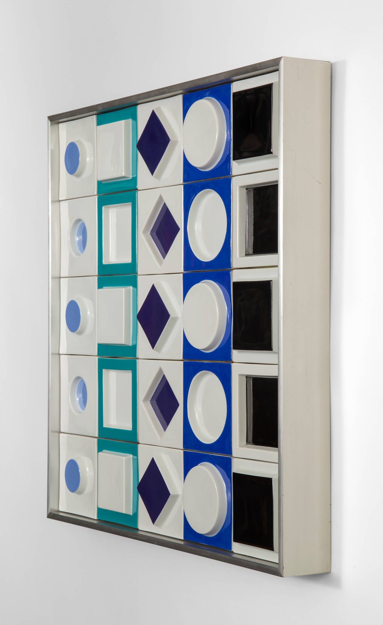 German Victor Vasarely for Rosenthal, a Pair of Polychromatic Porcelain Wall Reliefs For Sale