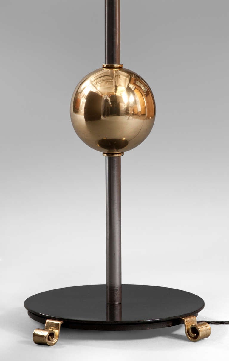 An Adjustable Swedish Grace Period Brass, Steel and Painted Floor Lamp In Excellent Condition In New York, NY
