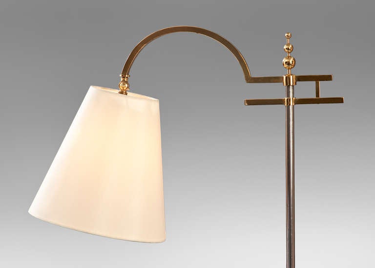 Art Deco An Adjustable Swedish Grace Period Brass, Steel and Painted Floor Lamp