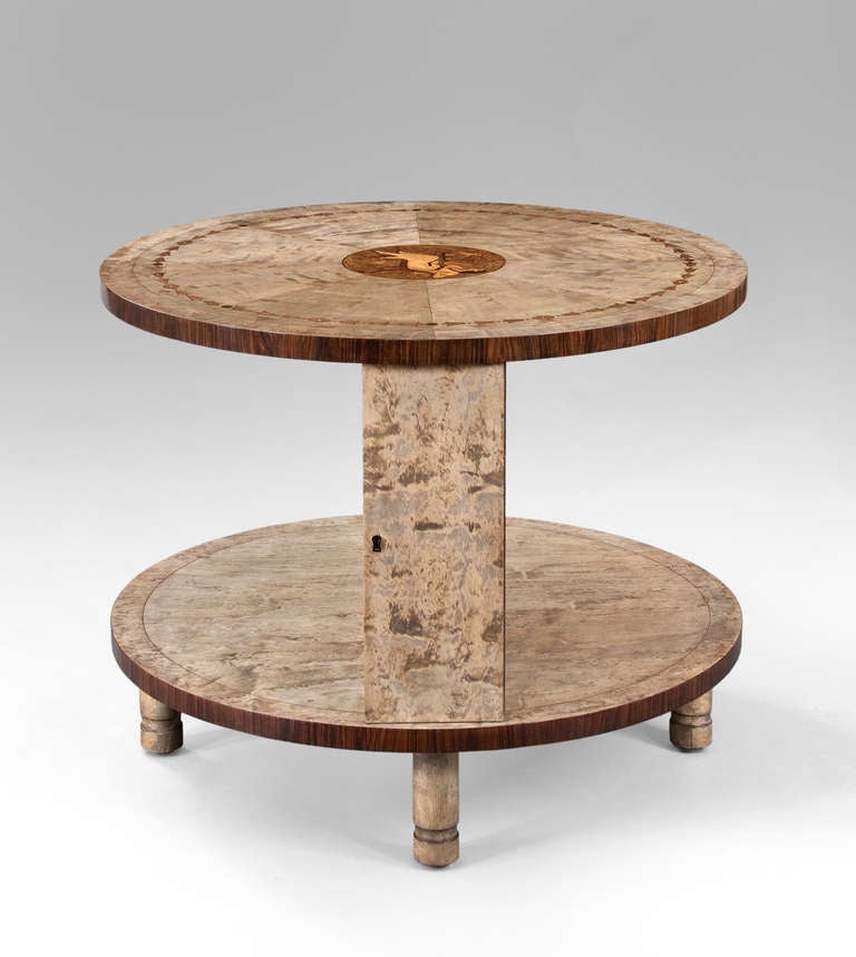 A Swedish Grace Period Two-Tier Marquetry Table In Excellent Condition For Sale In New York, NY