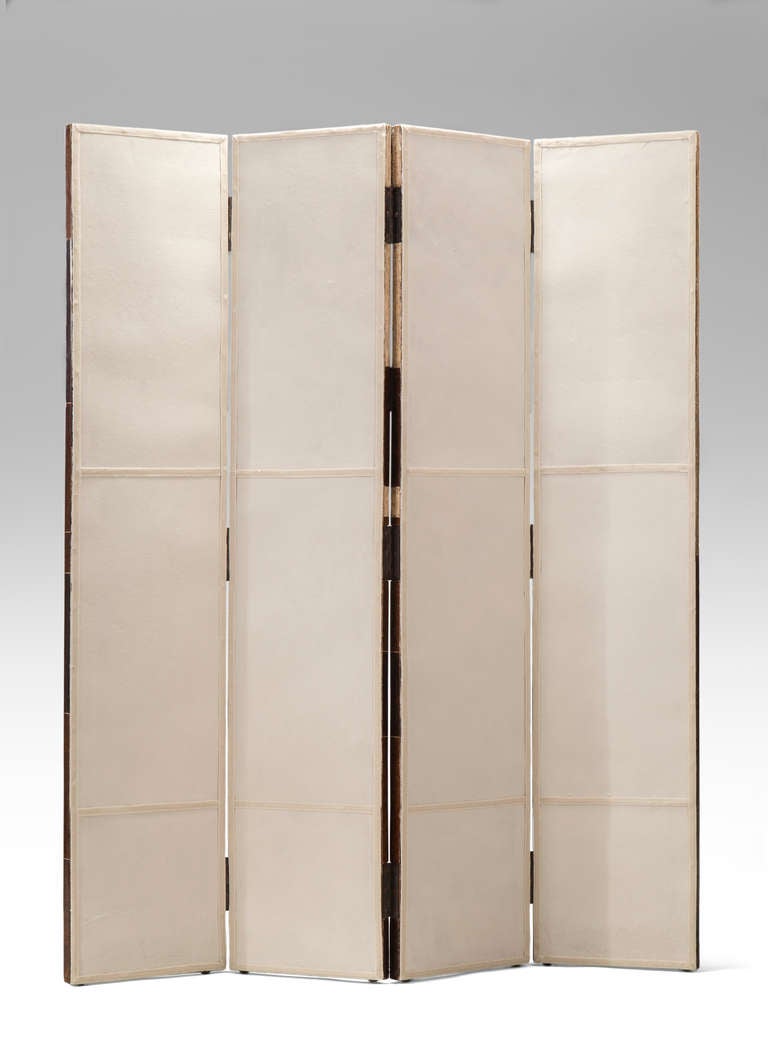 20th Century Jacques Challou: A Rare French Art Deco 4-Leaf Screen