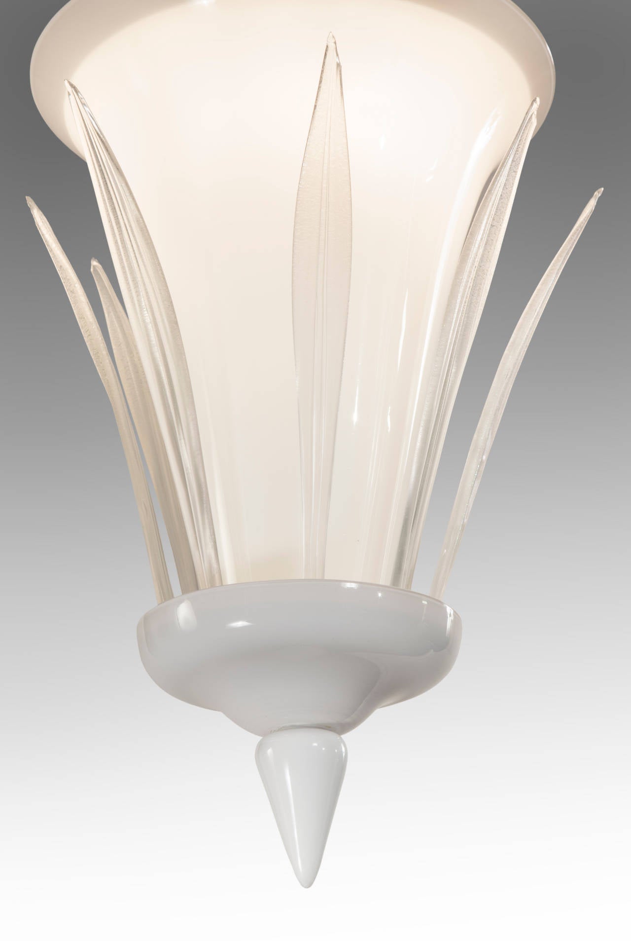 Italian Carlo Scarpa for Cappellin, Rare Lattimo & Pulegoso Glass Lantern / Chandelier  For Sale