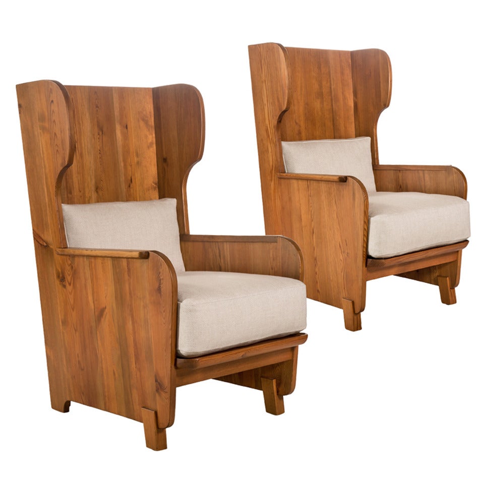 Axel-Einar Hjorth: A Pair of Swedish Lovo Pine Armchairs