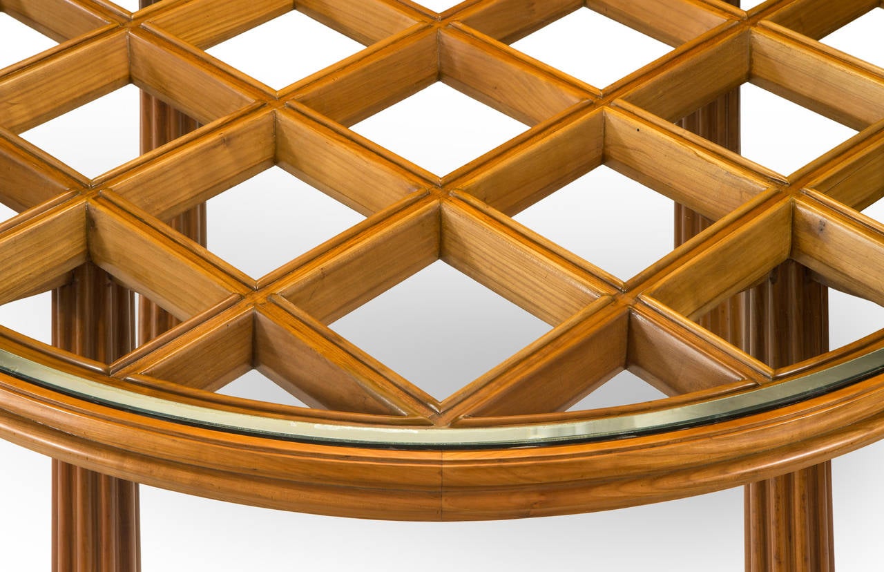 Modern Osvaldo Borsani, A Circular Cherry Wood and Silvered Glass Table