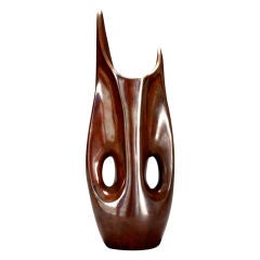 A Japanese Red Patinated Bronze Amorphouse Vased.  Signed.