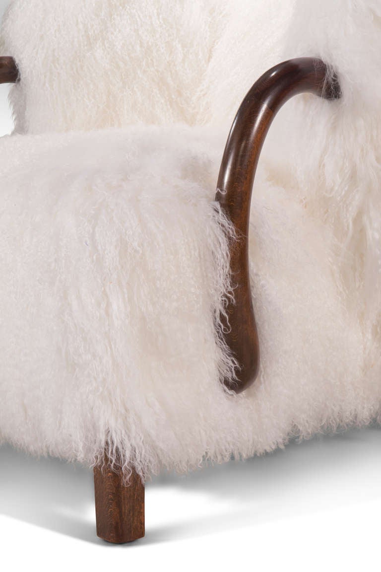 Mid-20th Century Viggo Boesen: Pair of Rare Fur Upholstered Armchairs