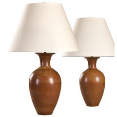 A Matched Pair of Gunnar Nylund Ceramic Vase Lamps for Rorstrand