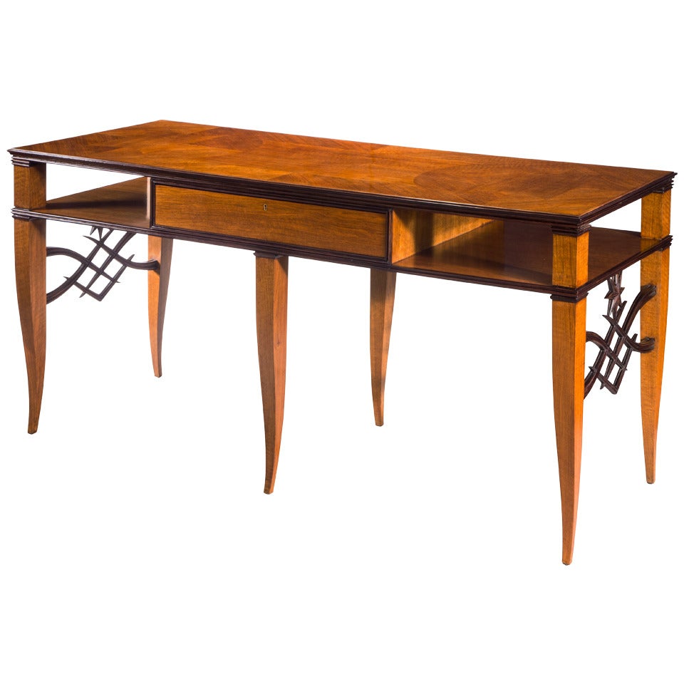 Tomaso Buzzi: A Rare Italian Walnut and Ebonized Library / Console Table