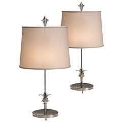 Pair of Swedish Grace Period Nickel-Plated Lamps