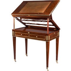 A Louis XVI Brass and Plum Pudding Mahogany Architects Table