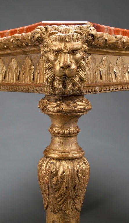 18th Century and Earlier An Italian Neoclassical Giltwood Concave-Sided Center Table For Sale
