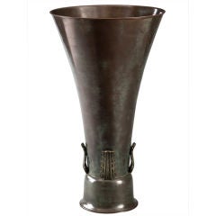 An Unusual and Tall Swedish Patinated Bronze Vase by Ystad Brons