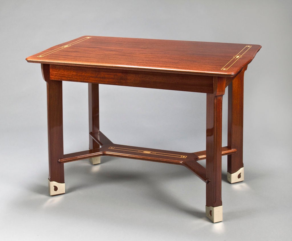 20th Century A Swedish Mother-Of-Pearl and Boxwood Inlaid Mahogany Table