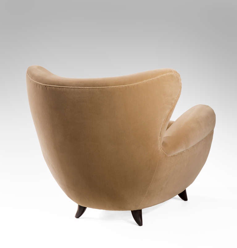 Mid-20th Century Giulio Minoletti: Large Pair of Italian Upholstered Armchairs