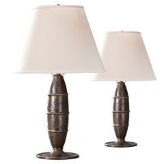 A Pair of Danish Patinated Bronze Lamps by Evan Jensen