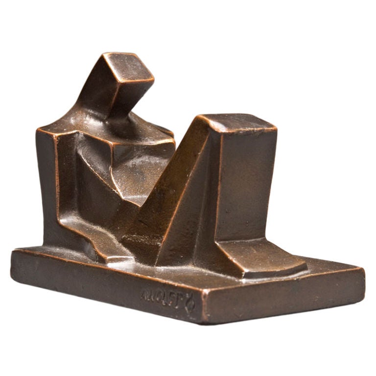 A Bronze Reclining Nude Female Figure by Adolf Wolff