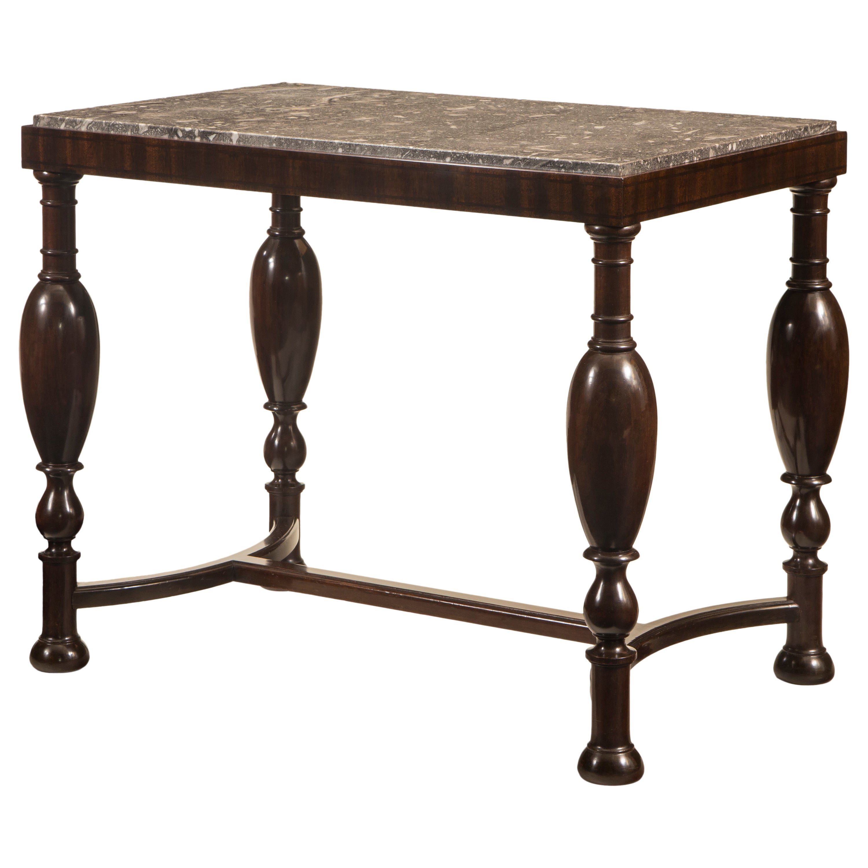 Swedish Grace Period Birch Centre or Occasional Table with Marble Top For Sale