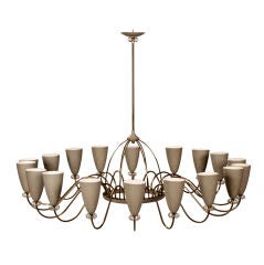 A Large Brass and Painted 18 Light Chandelier 