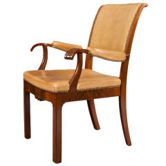 A Unique Prototype Figured Mahogany Arm Chair by Fritz Hansen