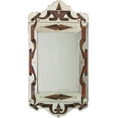 A Rare and Large French Verre Églomisé Mirror By Robert Pansart
