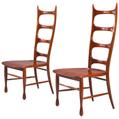 Vintage Paolo Buffa, a Pair of Mahogany Ladder-Back Chairs