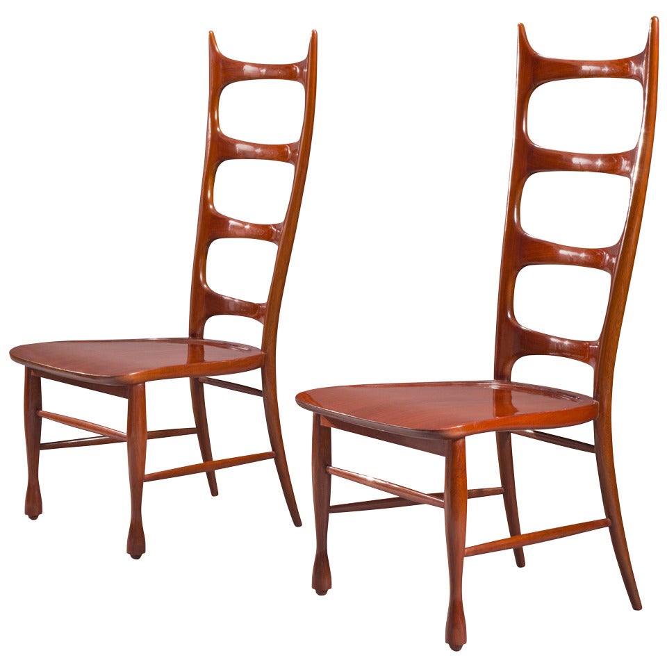 Paolo Buffa, a Pair of Mahogany Ladder-Back Chairs For Sale