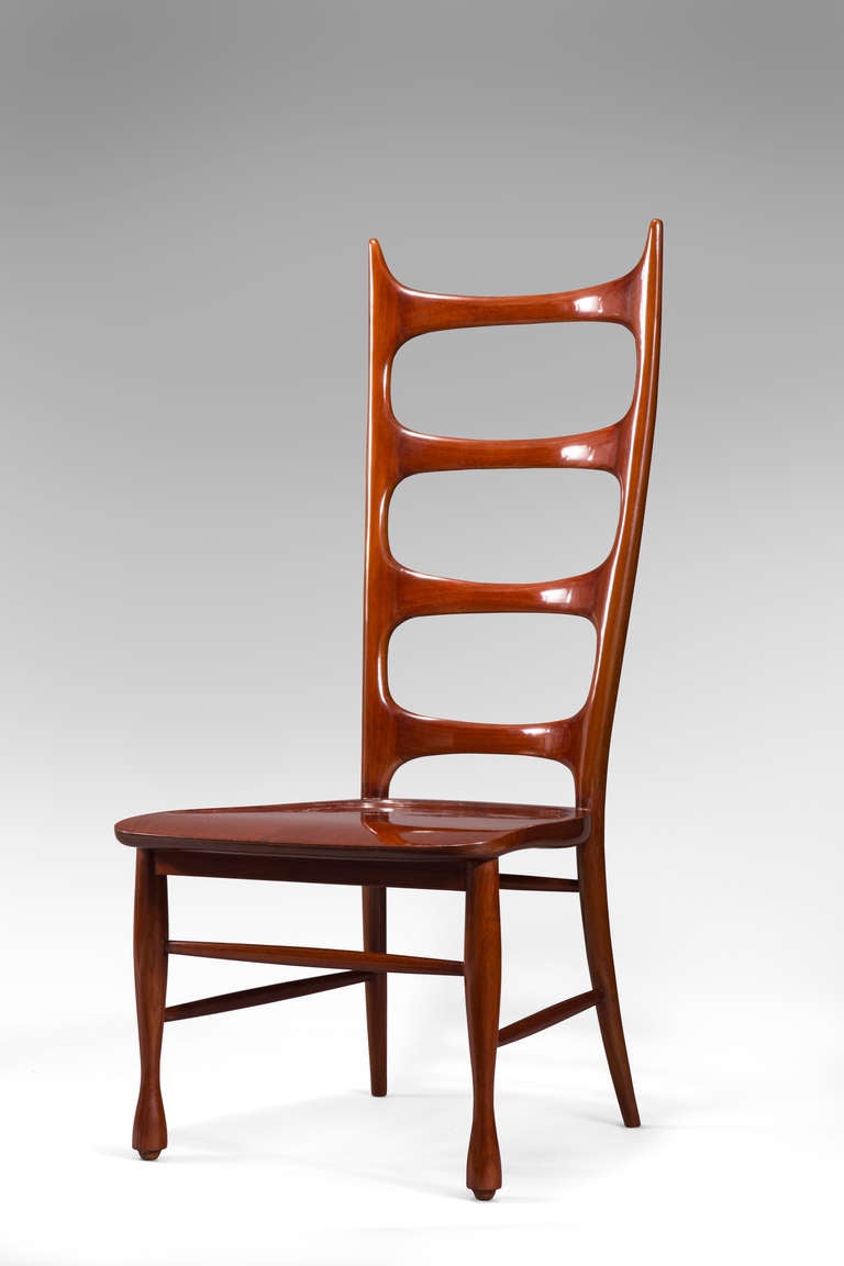 Paolo Buffa, a Pair of Mahogany Ladder-Back Chairs In Good Condition For Sale In New York, NY