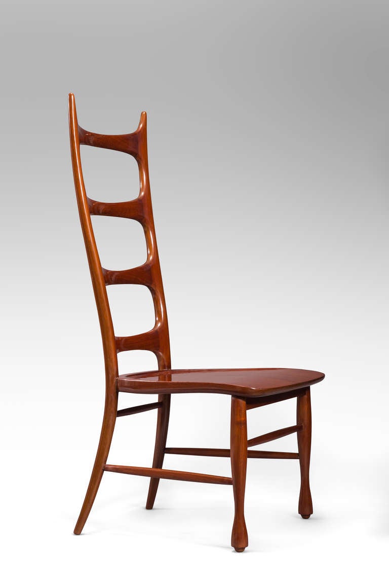 Modern Paolo Buffa, a Pair of Mahogany Ladder-Back Chairs For Sale