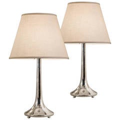 C.G. Hallberg, A Pair of Swedish Grace Period Silver Lamps
