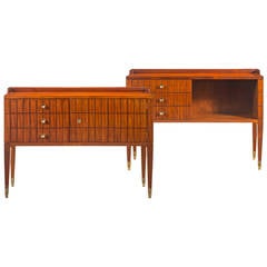 Paolo Buffa, a Pair of Brass Mounted Mahogany Side Tables or Cabinets