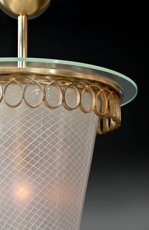 An Italian Brass and Glass Lantern Attributed to Gio Ponti 2