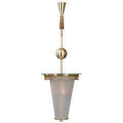 An Italian Brass and Glass Lantern Attributed to Gio Ponti