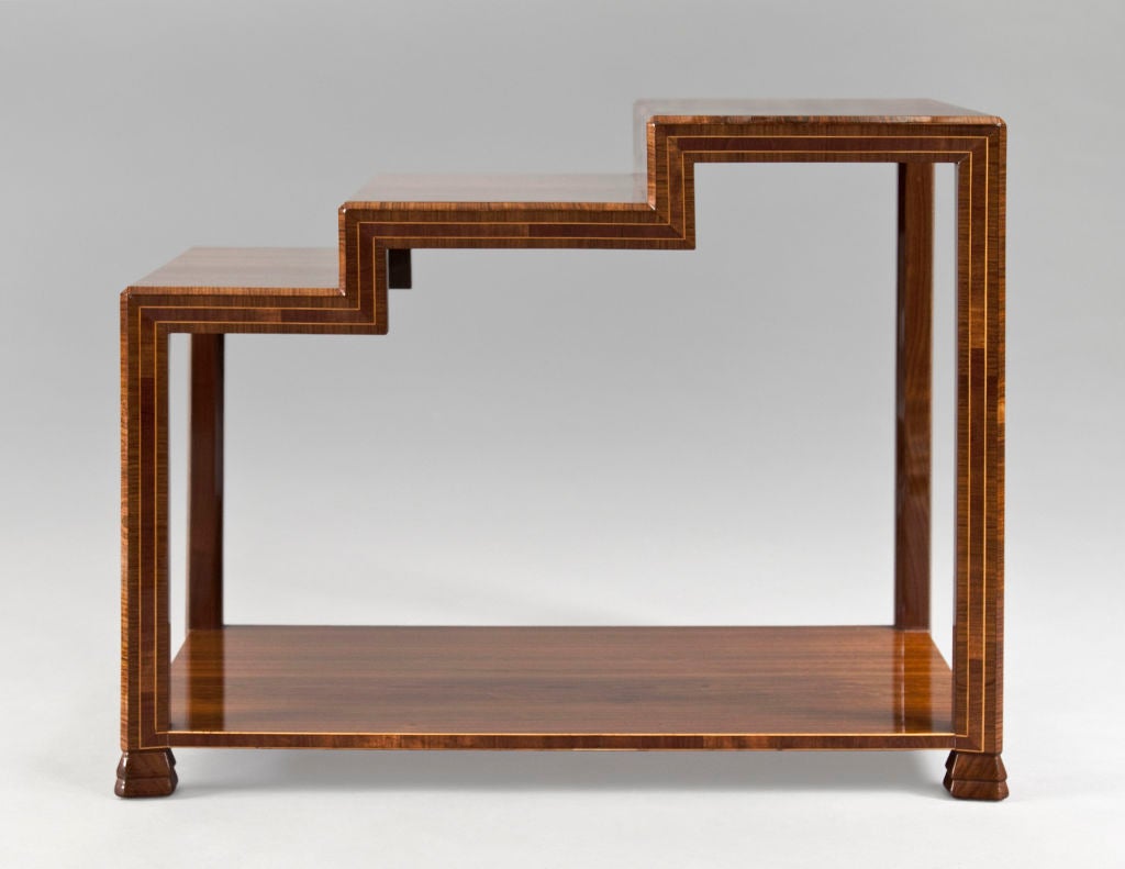 American An Art Deco Walnut and Cherry Side Table by Eugene Schoen