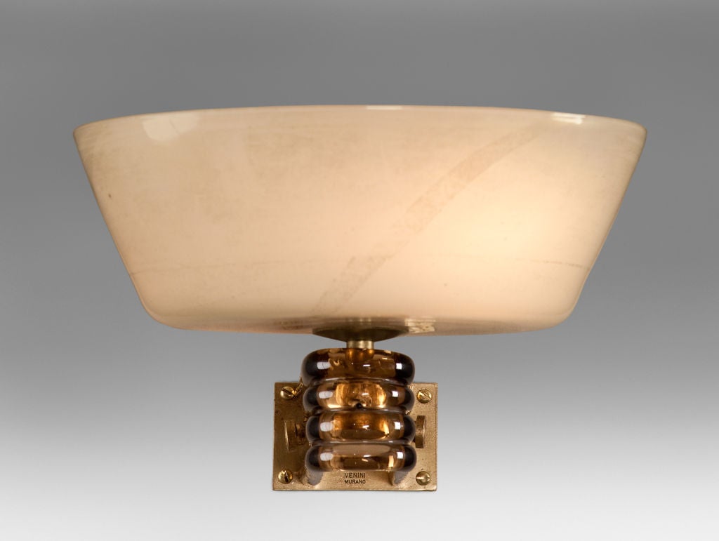 Italian Tomaso Buzzi for Venini, Pair of Exceptional Sconces