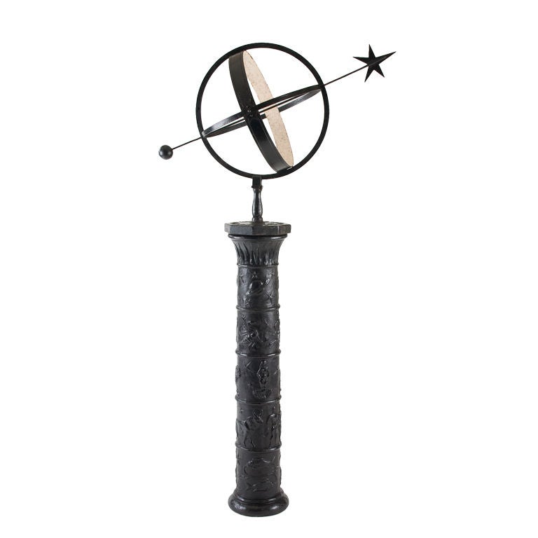 An Iron Sundial on Pedestal by Johannes Dahl for Nafveqvarns