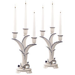 A Pair of Secessionist Porcelain Candelabra