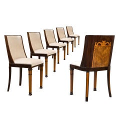 6 Goncalo Alves & Birch Chairs Attributed to Carl Bergsten