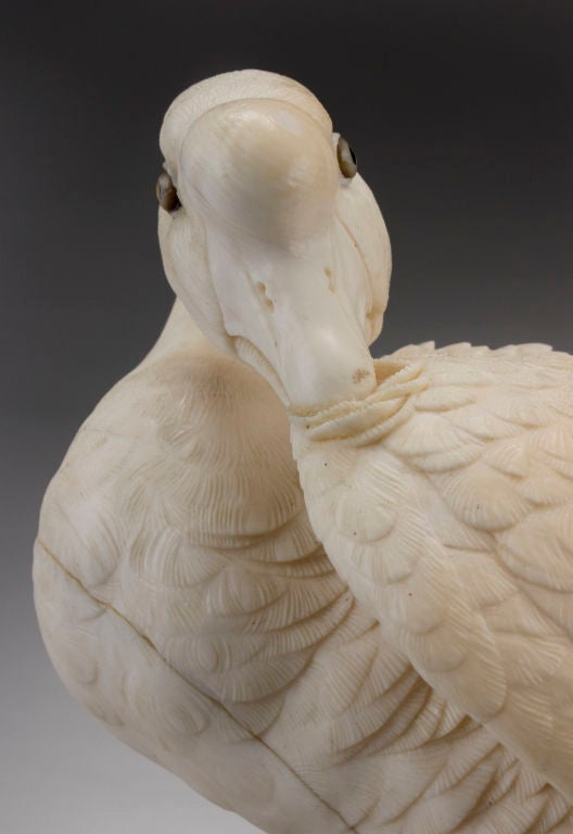 ON SALE - A Fine Japanese Ivory Okimono Goose, Signed Mitsumasa In Excellent Condition In New York, NY