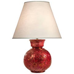 Svend Hammershøi for Kahler, A Rare Iridescent Red Glaze Vase, Now A Lamp