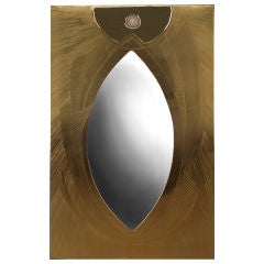 Willy Daro: A Sculpted Brass and Agate Inlaid Mirror